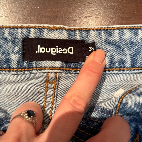 Desigual Blue Denim Skirt with Colorful Embroidery - Picture 2 of 3